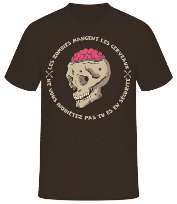Les Zombies Mangent Les Cerveaux - T-shirt standard Homme - Marron - Devant