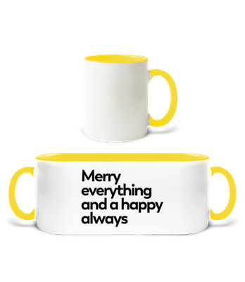 Merry Everything Happy Always - Tasse zweifarbig - Weiß / Gelb - Vorne