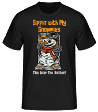 Sippin' With My Snowmies - Pánské basic tričko - Černá - Napřed