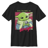 Star Wars - The Mandalorian - Grogu His Name Is - Kids T-Shirt - Black - Front