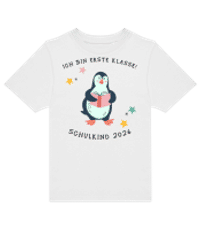 Schulkind 2026 Pinguin - Kinder T-Shirt B&C - Weiß - Vorne