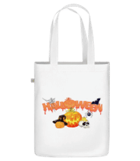 Halloween Kürbis Rabe - Bio Tasche - Weiß - Vorne