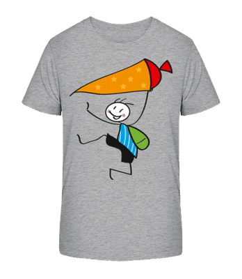 Kind Mit Sternchen-Schultüte - Kinder Bio T-Shirt Stanley Stella 2.0 - Grau meliert - Vorne