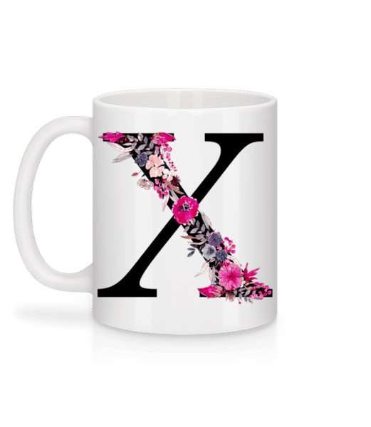 Aperçu: Fleurs Initiale X - Mug en céramique blanc - Blanc - Derrière