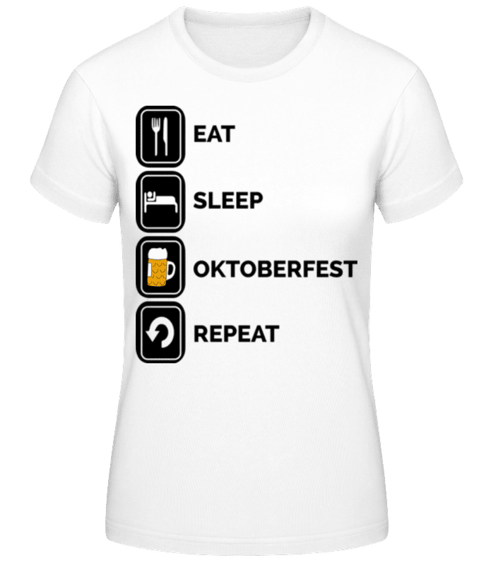 Náhľad: Jesť Sleep Oktoberfest Opakovať - Dámske tričko B&C - Biela - Predné