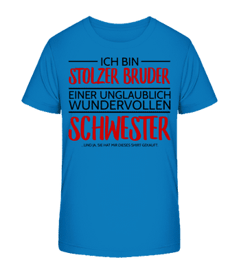 Stolzer Bruder Einer Schwester - Kinder Bio T-Shirt Stanley Stella 2.0 - Royalblau - Vorne