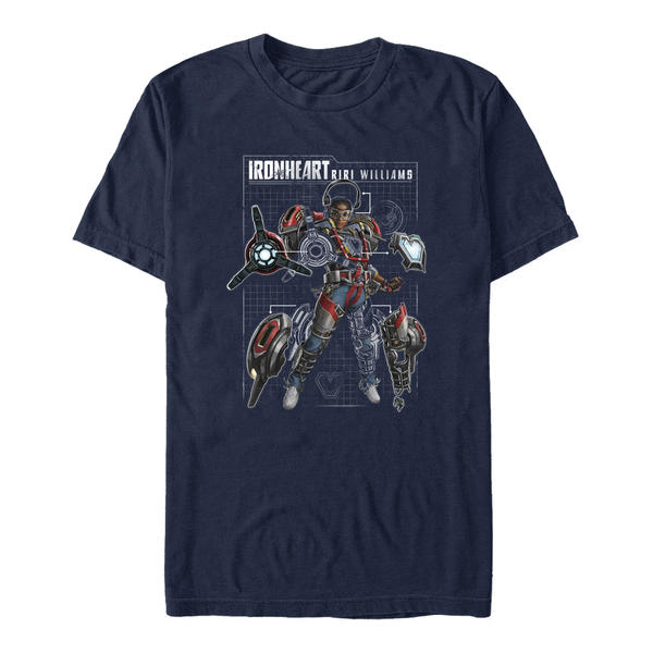 Aperçu: Marvel - Panthère noire Wakanda pour toujours - Iron Heart Ironheart Schematic - Homme T-shirt - Bleu marine - Devant