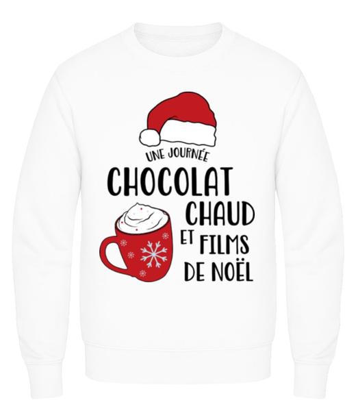 Aperçu: Une Journée Chocolat Chaud Et Films - Sweatshirt Homme - Blanc - Devant