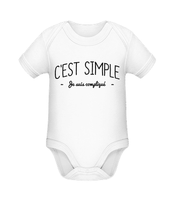 C'est Simple, Je Suis Compliqué - Body manches courtes bio - Blanc - Devant