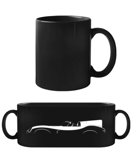 Aperçu: 'Jaguar D-Type' Silhouette - Tasse Noire - Noir - Devant