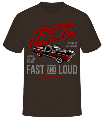 American Muscle Car - Men's Basic T-Shirt - Brown - Front