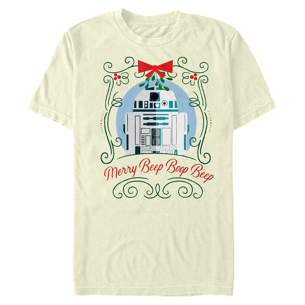 Preview: Star Wars - R2-D2 Merry Beep - Christmas - Men's T-Shirt - Cream - Front