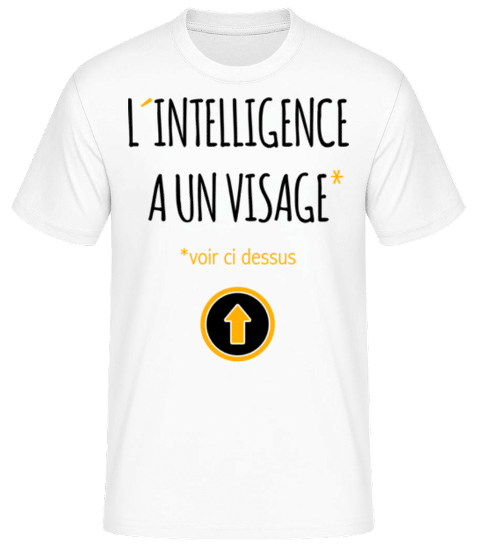 Aperçu: L´Intelligence A Un Visage - T-shirt standard Homme - Blanc - Devant