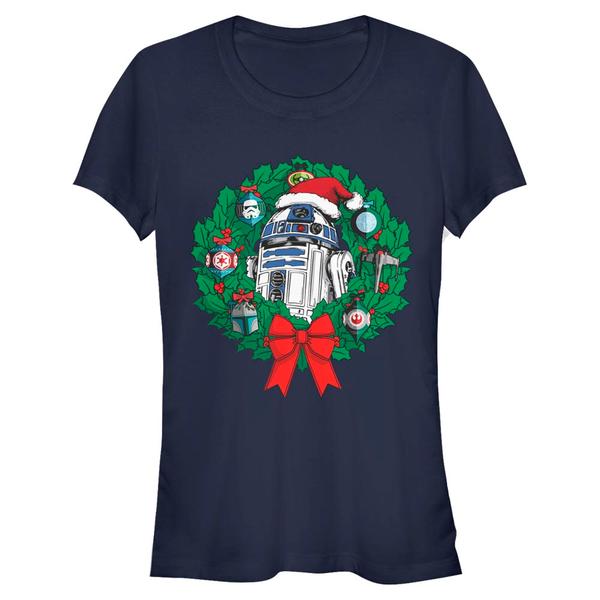 Star Wars - R2-D2 Ornament Wreath - Christmas - Femme T-shirt - Bleu marine - Devant