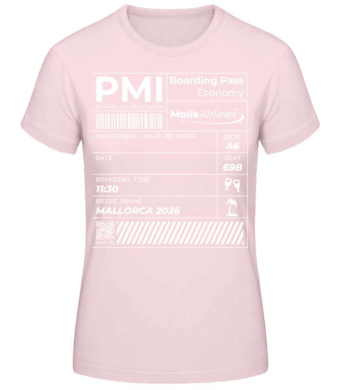 Vorschau: Maid Of Hornor Boarding Pass Mallorca - Frauen T-Shirt B&C - Rosa - Vorne