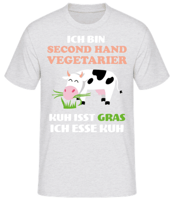 Second Hand Vegetarier - Männer Basic T-Shirt - Grau meliert - Vorne