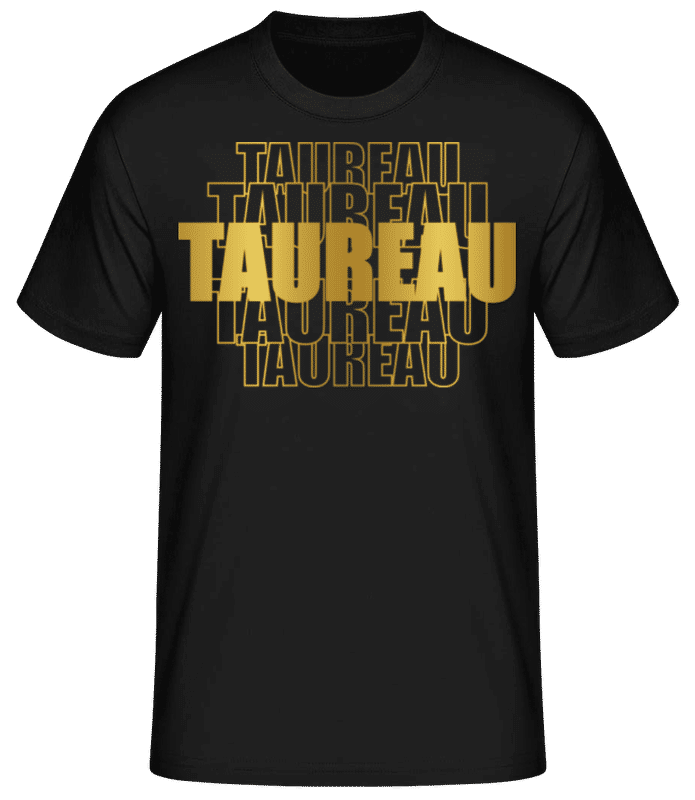 Aperçu: Écriture Doré Astrologique Taureau - T-shirt standard Homme - Noir - Devant