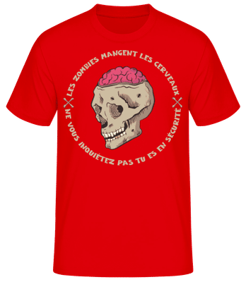 Les Zombies Mangent Les Cerveaux - T-shirt standard Homme - Rouge - Devant