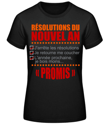 Résolutions Du Nouvel An - T-shirt standard Femme - Noir - Devant