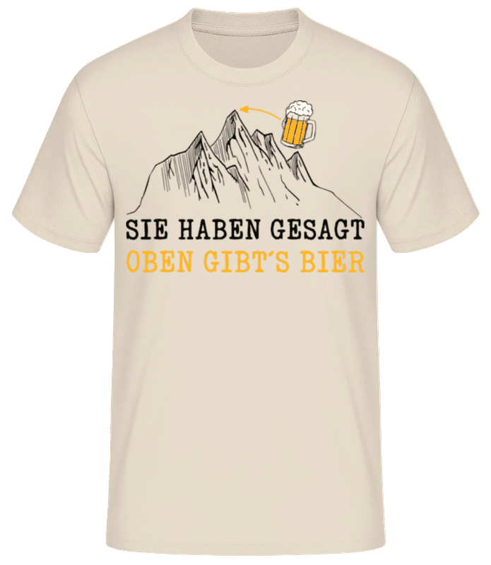 Vorschau: Oben Gibts Bier - Männer Basic T-Shirt - Creme - Vorne