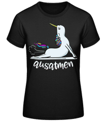 Yoga Einhorn Ausatmen Weiß · Frauen Basic T-Shirt
