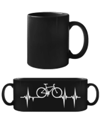 Fahrrad Herzschlag - Schwarze Tasse - Schwarz - Vorne
