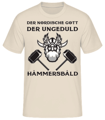 Der Nordische Gott Hammersbald - Männer Basic T-Shirt - Creme - Vorne