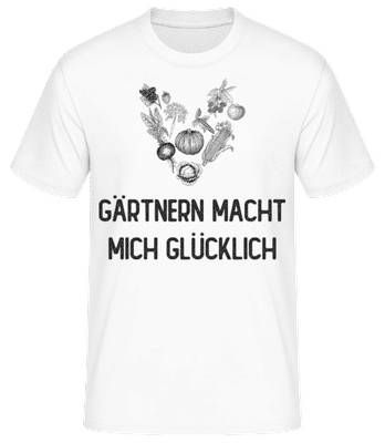 Gärtnern Macht Glücklich - Männer Basic T-Shirt - Weiß - Vorne