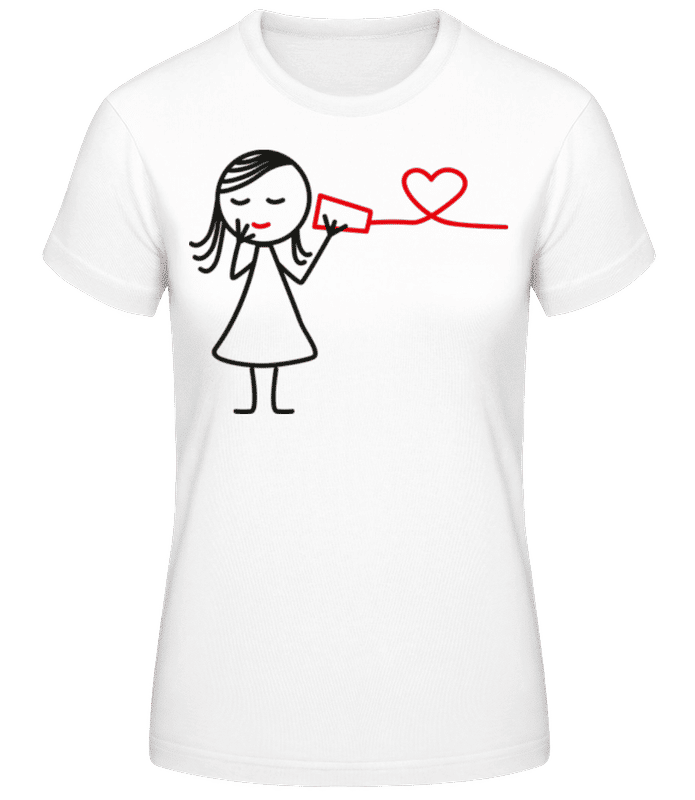 Vorschau: Schnurtelefon Frau - Frauen Basic T-Shirt - Weiß - Vorne