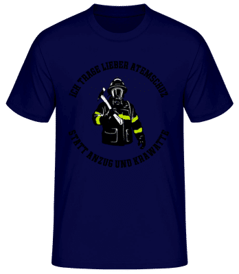 Lieber Atemschutz Statt Anzug - Männer Basic T-Shirt - Marine - Vorne