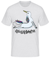 Yoga Einhorn Ausatmen - Männer Basic T-Shirt - Grau meliert - Vorne