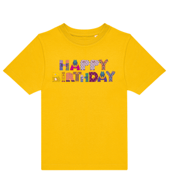 Happy Birthday Letters - Kids B&C T-Shirt - Yellow - Front