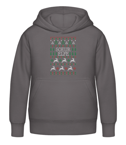 Aperçu: Soeur Elfe - Sweat à capuche Enfant - Anthracite - Devant