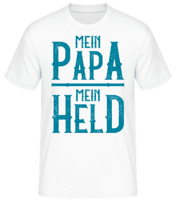 Mein Papa Mein Held Türkis - Männer Basic T-Shirt - Weiß - Vorne