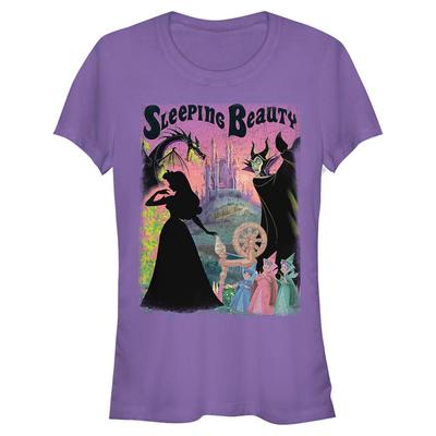 Disney - Sleeping Beauty - Skupina Poster - Femme T-shirt - Pourpre - Devant