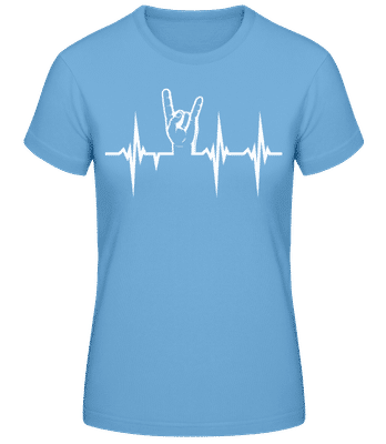 Rock And Roll Tlkot Srdca - Dámske basic tričko - Svetlo modrá - Predné