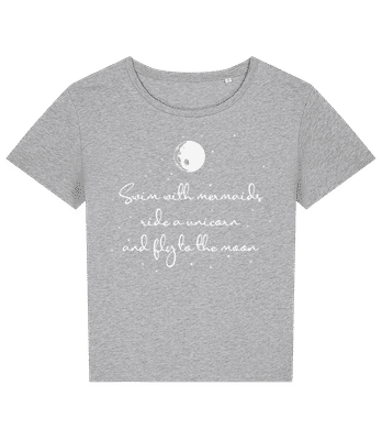 Mermaids Unicorn And Fly To The Moon - T-shirt bio Femme Stanley Stella 2.0 - Gris chiné - Devant