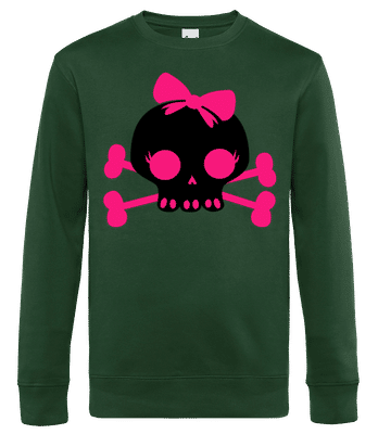 Boucle rose tête de mort emo - Sweat-shirt standard pour homme - Vert bouteille - Devant