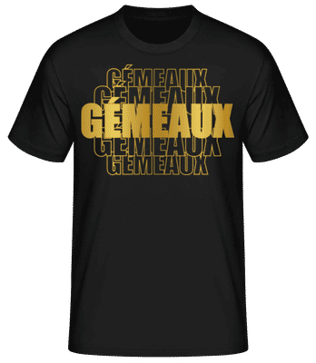 Écriture Doré Astrologique Gémeaux - T-shirt standard Homme - Noir - Devant