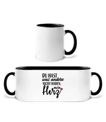 Du Hast Mein Herz - Tasse zweifarbig - Weiß / Schwarz - Vorne