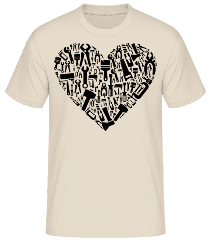 Náhled: Láska DIY Heart - Pánské basic tričko - Krémová - Napřed