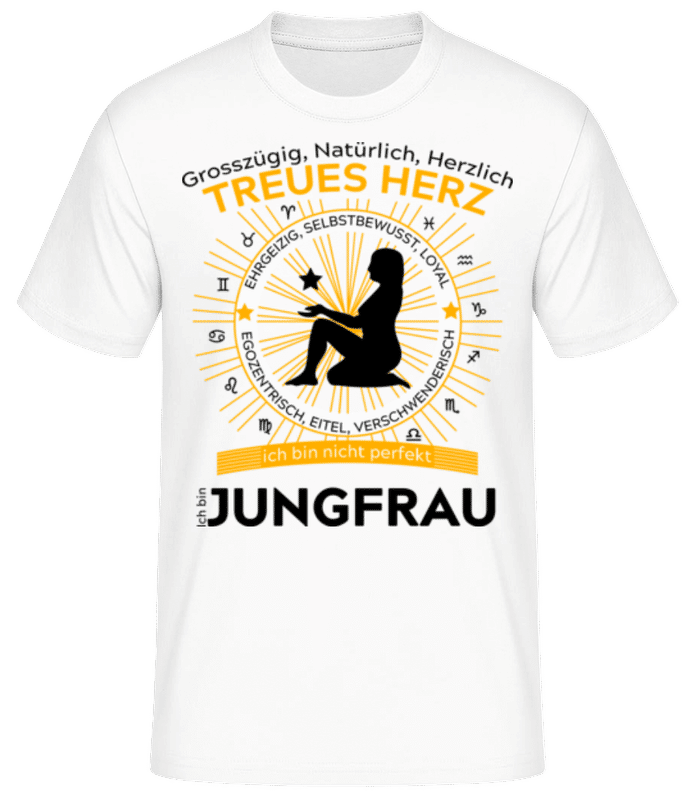 Vorschau: Sternzeichen Jungfrau Orange - Männer Basic T-Shirt - Weiß - Vorne