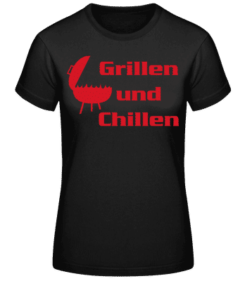 Grillen Und Chillen - Frauen T-Shirt B&C - Schwarz - Vorne