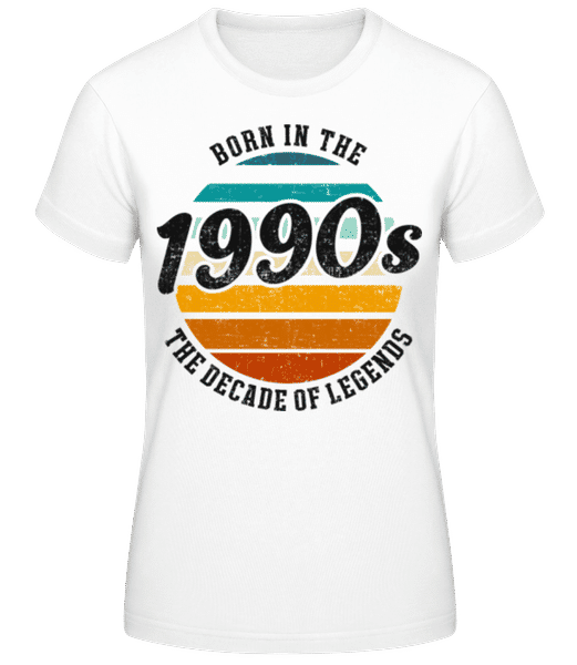Vorschau: 1990 The Decade Of Legends - Frauen Basic T-Shirt - Weiß - Vorne Vorschau: 1990 The Decade Of Legends - Frauen Basic T-Shirt - Weiß - Vorne