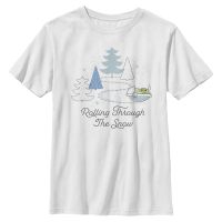 Star Wars - The Mandalorian - Grogu Rolling Through the Snow - Navidad - Niños Camiseta - Blanco - delante