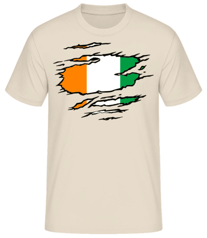 Preview: Ripped Flag Ivory Coast - Men's B&C T-Shirt - Cream - Front
