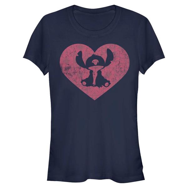 Aperçu: Disney Classics - Lilo & Stitch - Stitch Heart - Femme T-shirt - Bleu marine - Devant