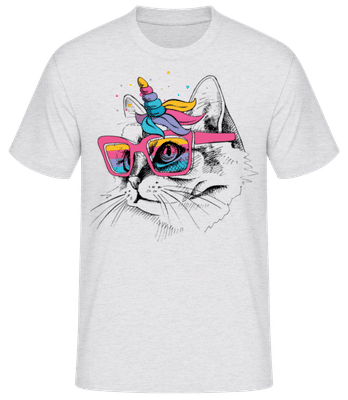 Unicorn Party Cat - Men's Basic T-Shirt - Heather grey - Front