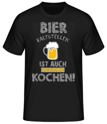 Bier Kaltstellen Ist Wie Kochen Grau - Männer Basic T-Shirt - Schwarz - Vorne