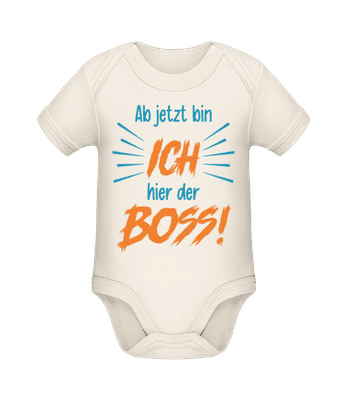Motiv Ab Jetzt Bin Ich Der Boss - Baby Bio Strampler - Creme - Vorne